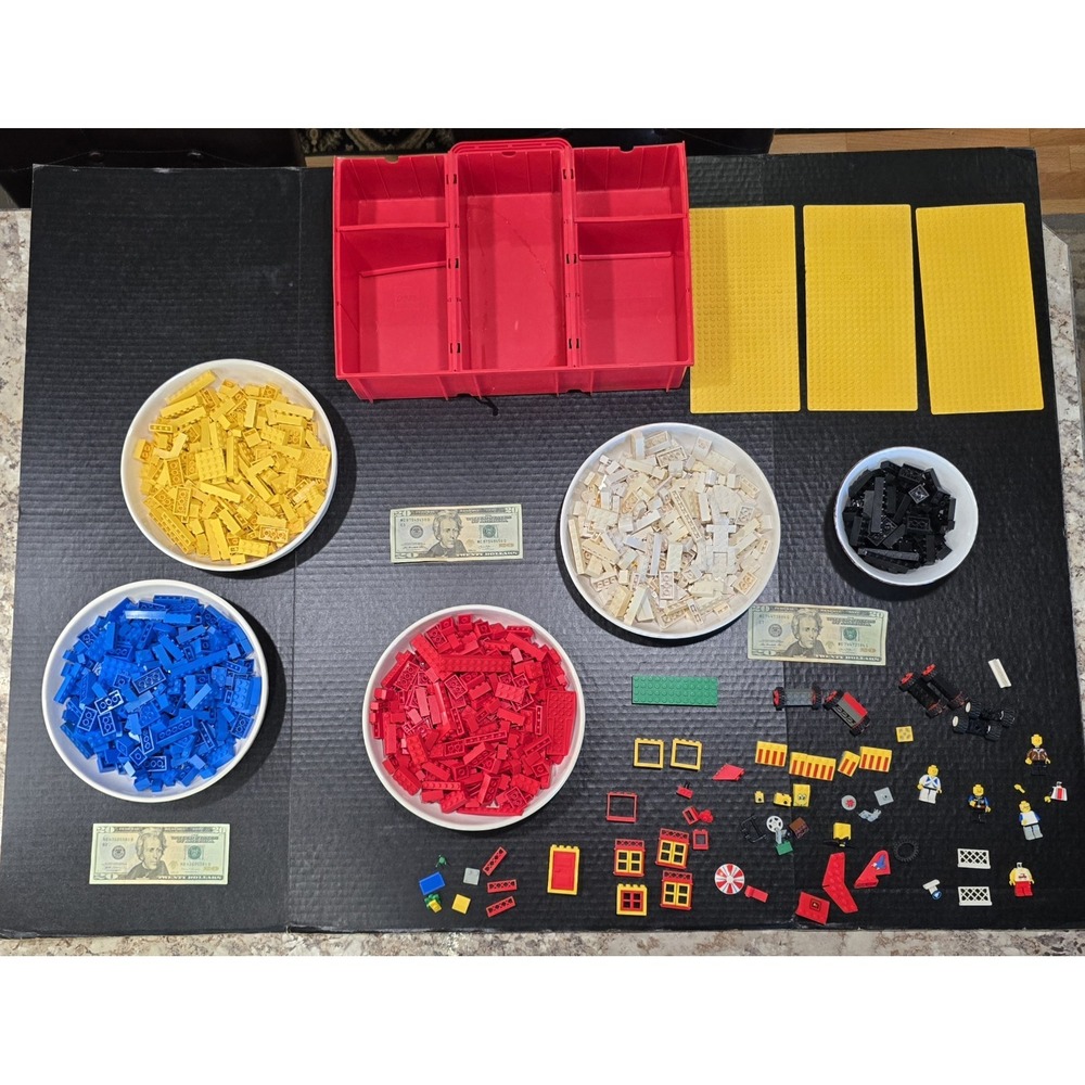 Vintage Red Yellow 1980s Lego Classic Case Full Of Classic Bricks Color‎